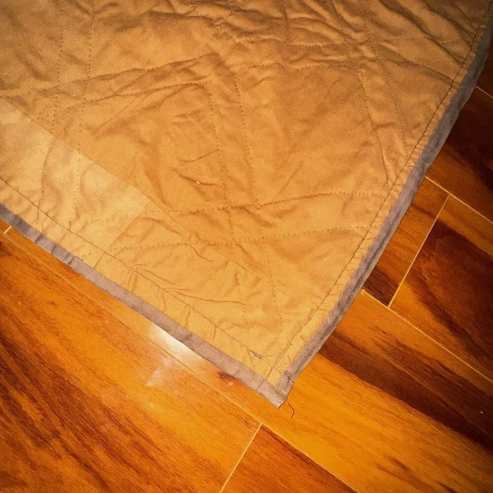Vintage Handmade Lone Star Quilt Brown Orange Hand Quilted Bedspread Queen Large